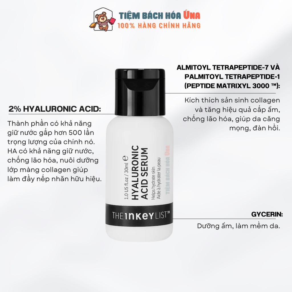 Serum cấp ẩm Hyaluronic Acid The INKEY List HA 30ml