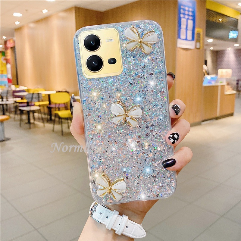 Ốp Điện Thoại Silicon Mềm Trong Suốt Hình Bướm 3D Cho VIVO V25 Pro V25e Y35 Y22 Y22S Y16 4G 5G 2022
