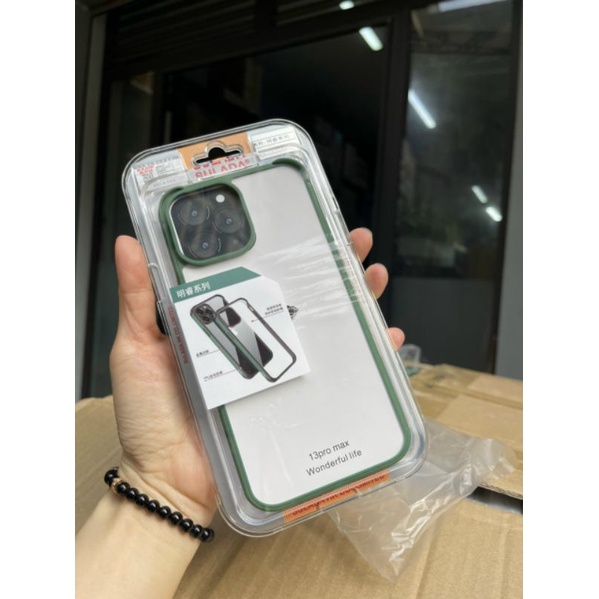 [ xanh rêu ] ốp sulada lưng kính trong suốt viền dẻo màu iphone 13 13 pro 13 pro max sang chảnh góc tai thỏ