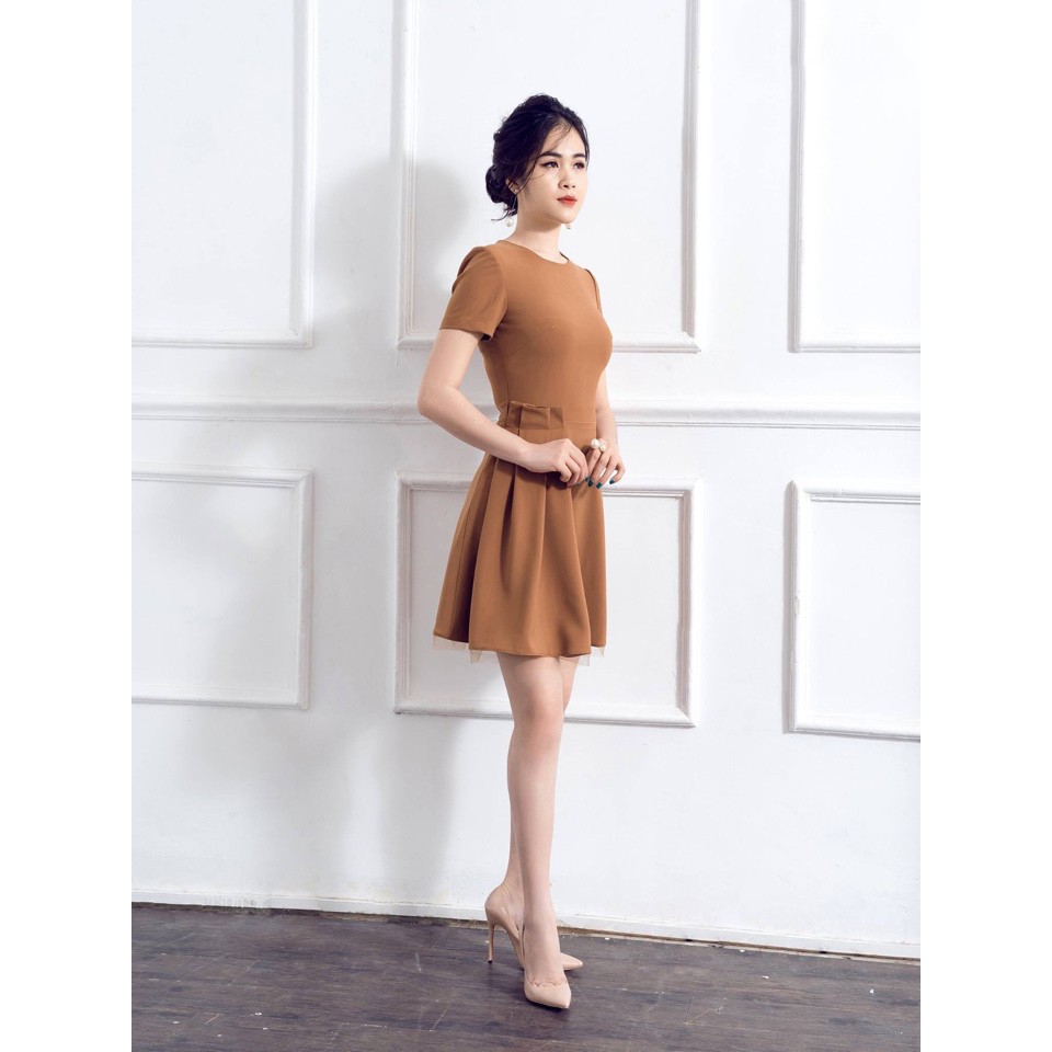 Đầm Xòe Tay Con Lai Phối Lưới LQ81