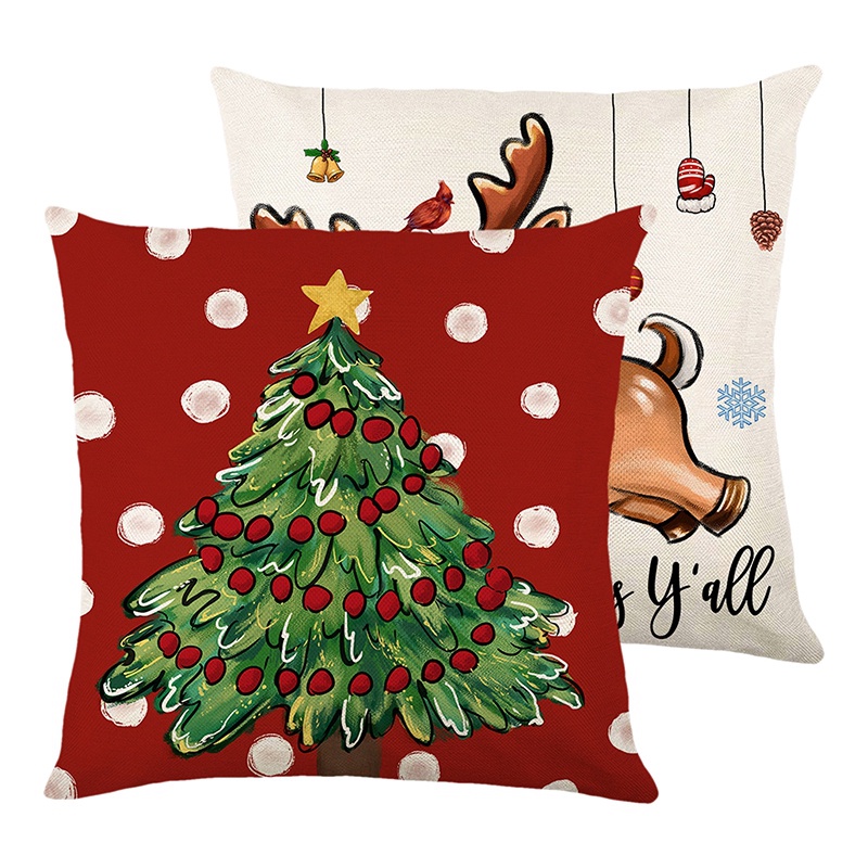 1 Vỏ Gối Đơn In Hình Ông Già Noel Tuần Lộc Trang Trí Nhà Cửa Dịp Giáng Sinh