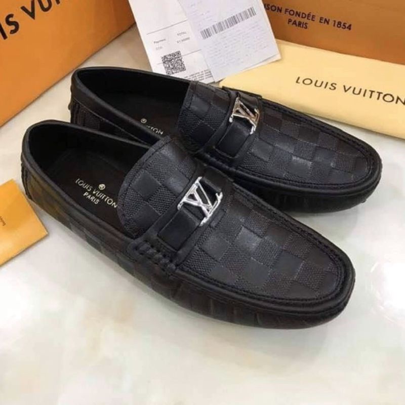 Giày mọi lười nam ô vuông da thanh lịch cá tính