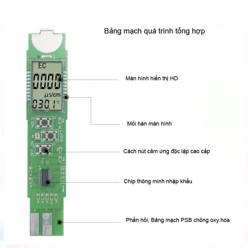 Bút thử nước sạch CTFAST, dụng cụ đo TDS&EC, đo độ cứng của nước, màn hình HD