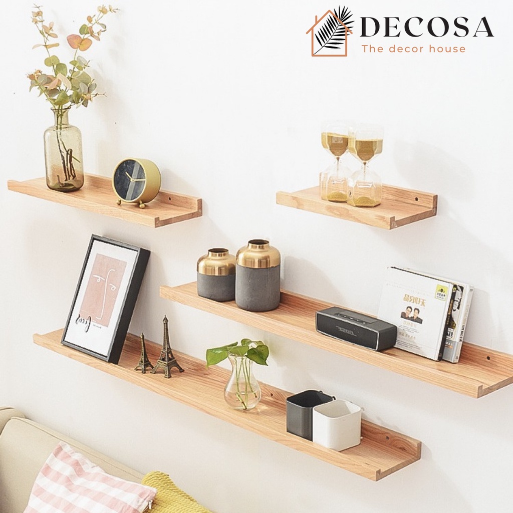 Kệ gỗ thông treo tường chống ẩm và mối mọt 4 kích thước DECOSA
