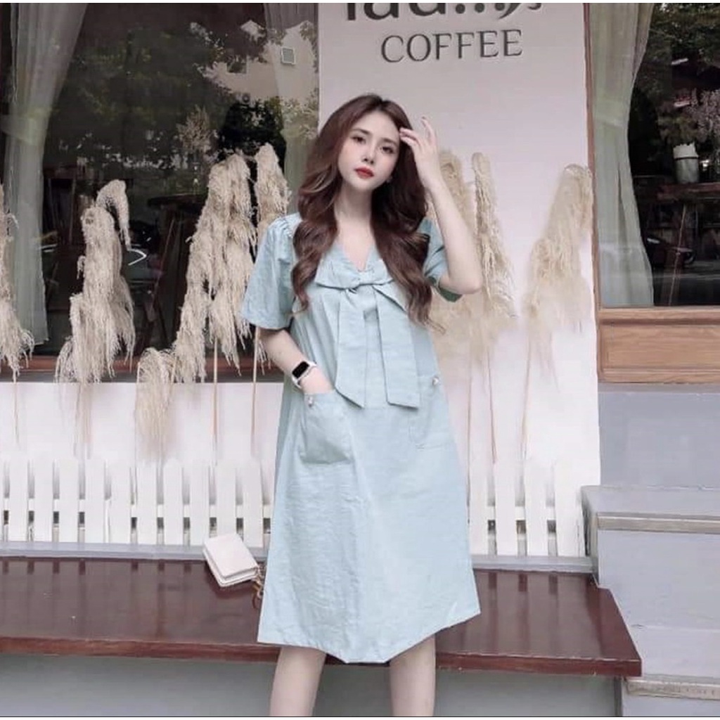 Váy Bầu Mùa Hè, Đầm Bầu Baby Doll Thiết Kế Dáng Suông Trang Nhã Có Túi Xinh Xắn HN0101 Mama Store99