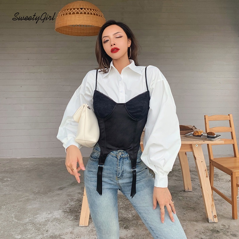 Áo Tank Top Ôm Dáng Cổ Chữ V Màu Trơn Viền Ren Thời Trang Cho Nữ