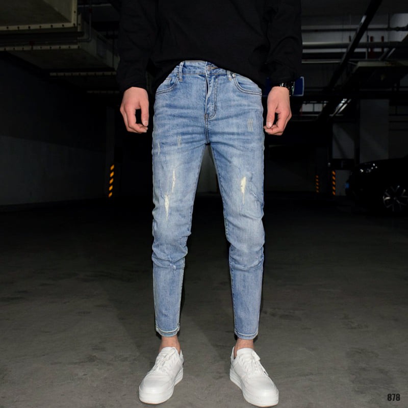 [Ảnh Thật] Quần jeans xanh from dáng ôm nhẹ - trẻ trung năng động - chất bò dày dặn -878
