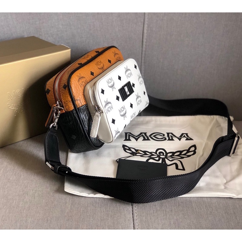 Túi đeo chéo nam da thật cao cấp thương hiệu MCM phối 3 màu