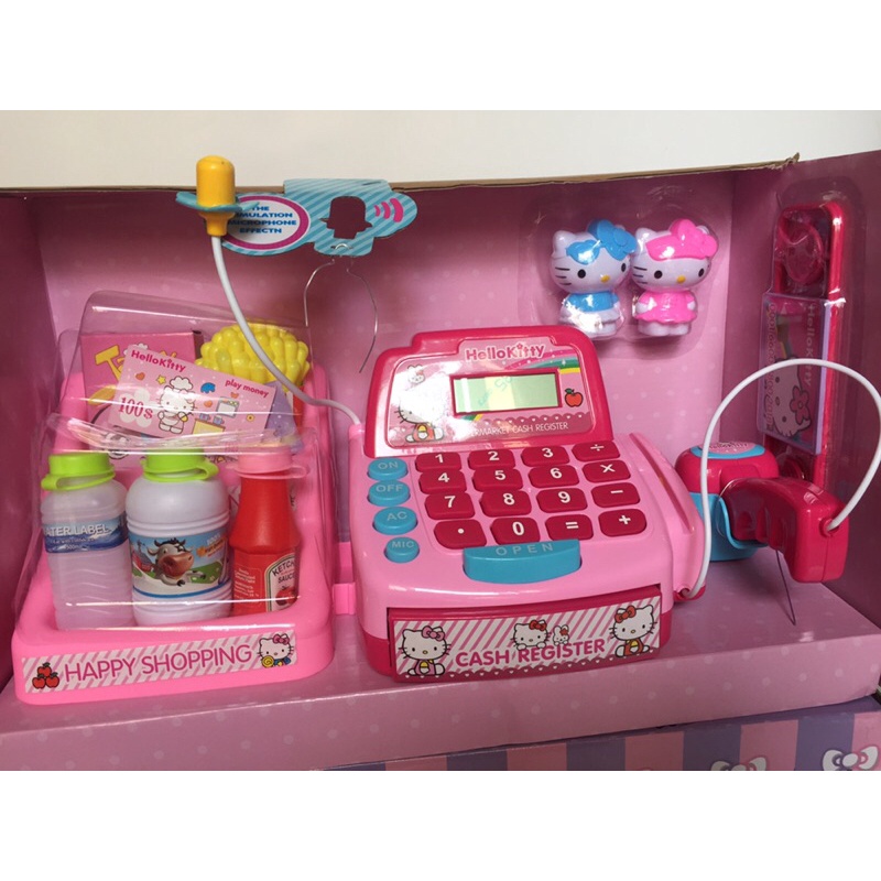 Đồ chơi máy tính tiền siêu thị hello kitty ,kệ hàng và micro