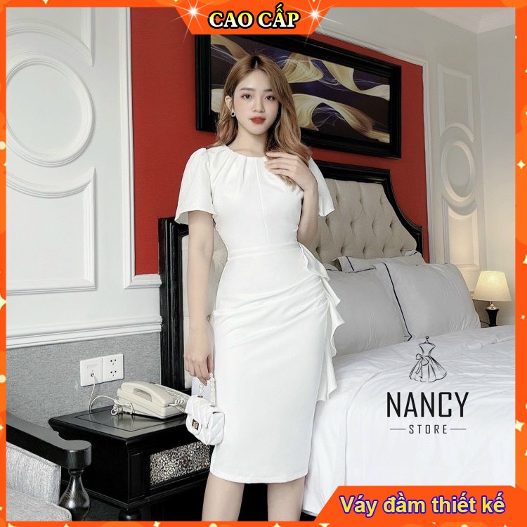 Đầm body cao cấp cổ tròn dự tiệc ngắn tay màu trắng, đỏ, đen làm nổi bật vẻ đẹp của chị em chốn đông người