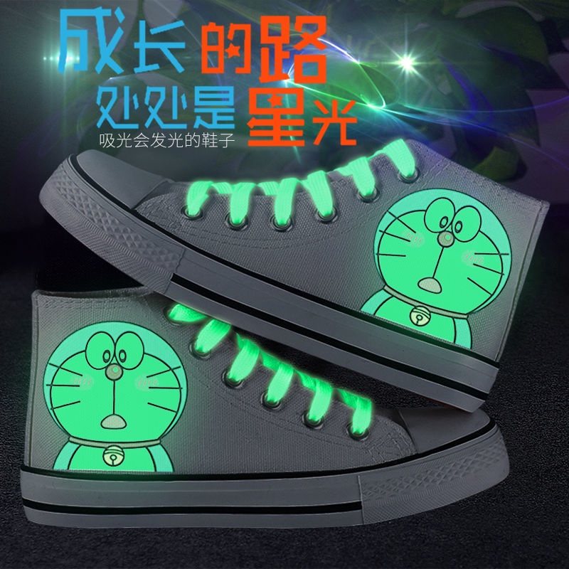 Giày Vải Canvas Cổ Cao In Họa Tiết Hoạt Hình Phát Sáng Thời Trang Mùa Hè Phong Cách Hàn Quốc Mới Cho Bé Trai