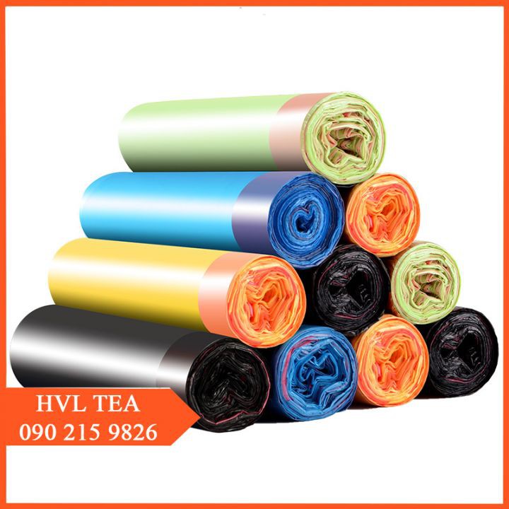 Cuộn Túi ni lông đựng rác có dây rút miệng, tiện dụng, TDR - HVL TEA