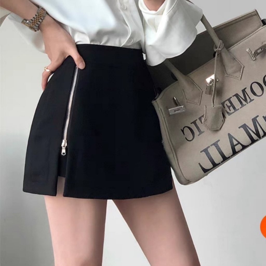 Chân Váy Chữ A Phối Kèm Dây Kéo Độc Lạ Váy Đen Thanh Lịch Chất Tuyết Mưa Cao Cấp Có Quần Lót Trong | BigBuy360 - bigbuy360.vn