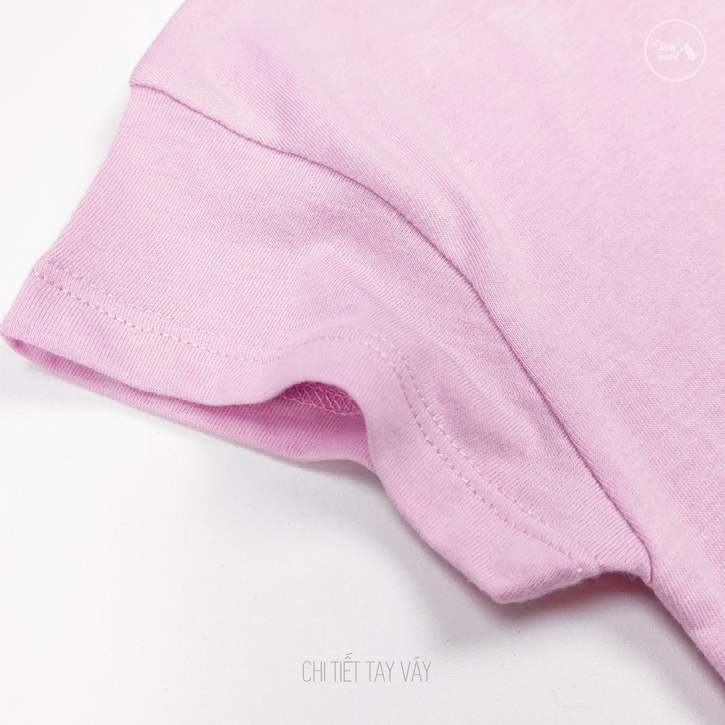 Váy Bé Gái Miss Meow, Đầm Cho Bé Chất Cotton Bèo Gấu In Cá Nhỏ Size Đại 3-11 Tuổi