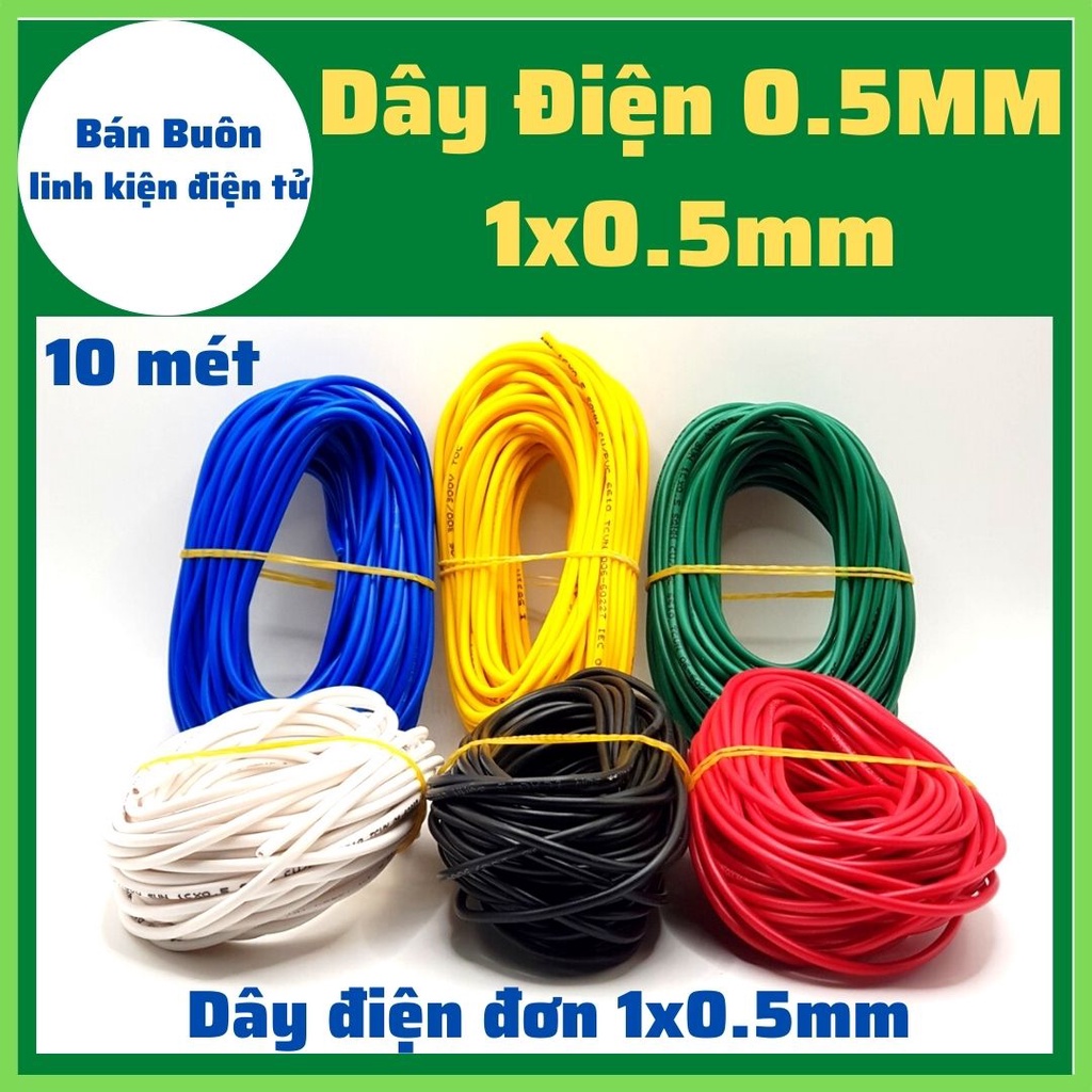 (10 Mét) dây điện 1x0.5mm [Hàng xịn], dây 0.3mm, 0.75.1.0.1.5mm...