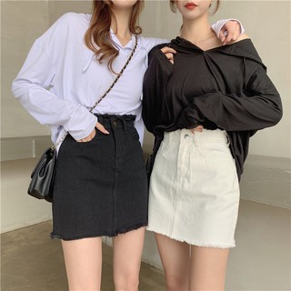 XJ- Chân váy denim chữ A lưng cao thời trang