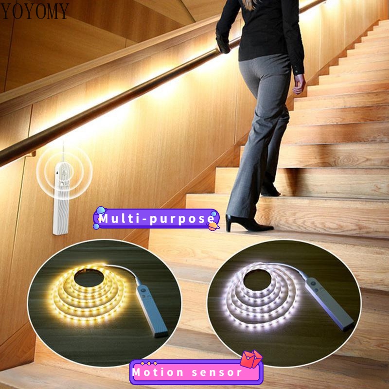 Đèn Led Cảm Biến Chuyển Động Không Dây Chạy Pin Trang Trí Cầu Thang / Tủ Quần Áo