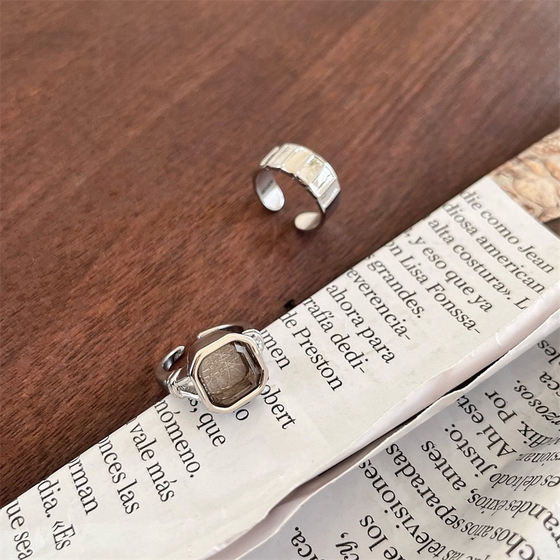 Nhẫn Hở Đính Đá Zircon Trắng Trong Suốt Phong Cách Vintage
