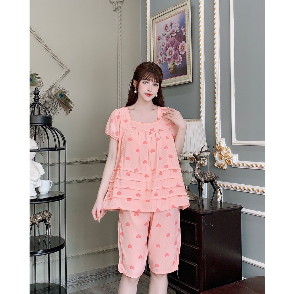 Bộ đồ bầu Lửng tay cộc mùa hè chất Đũi cao cấp với thiết kế áo bèo xinh xắn dễ thương BL871