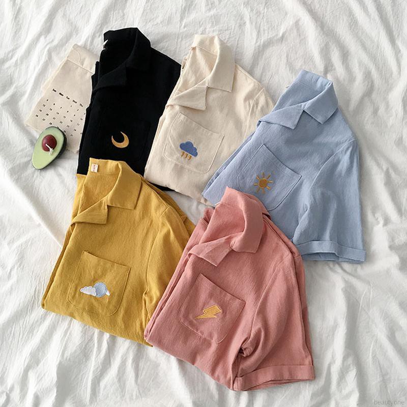 Áo kiểu tay ngắn chất Cotton hoạ tiết thêu cho phái nữ | BigBuy360 - bigbuy360.vn