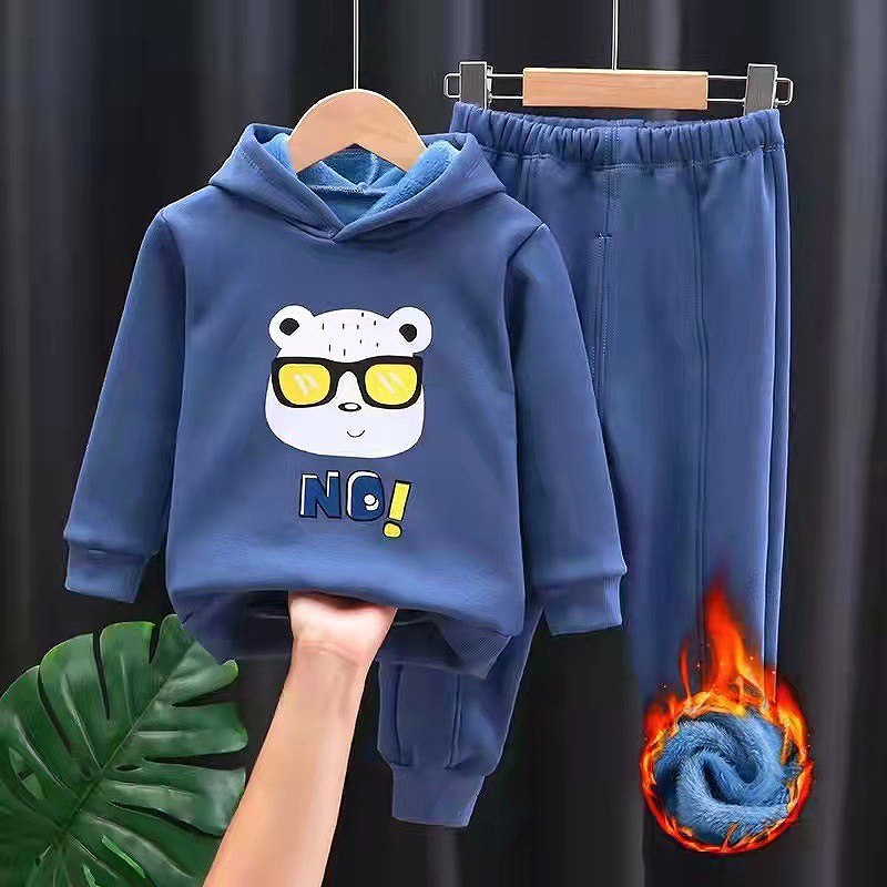 Bộ Đồ sweater Có Mũ Trùm Họa Tiết Hoạt Hình Theo Phong Cách Thu Đông Dành Cho Bé