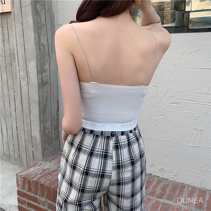 DUNEA Áo Hai Dây Không Đường May Có Mút Đệm Ngực Thiết Kế Mới Thời Trang Dành Cho Nữ