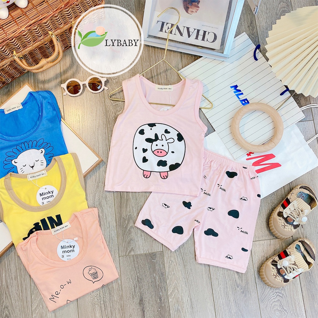 Bộ Ba Lỗ Cho Bé LYBABY Chất Thun Lạnh Họa Tiết Cho Bé Trai Bé Gái Từ 8-18kg BBL03
