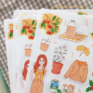 Bộ Sticker dán sổ - Cozy 4 vàng cam