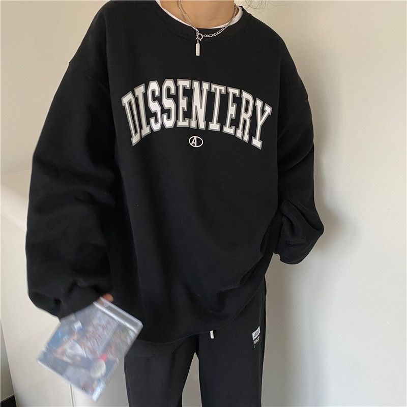 Áo sweater tay dài dáng rộng in chữ thiết kế đơn giản dành cho nữ