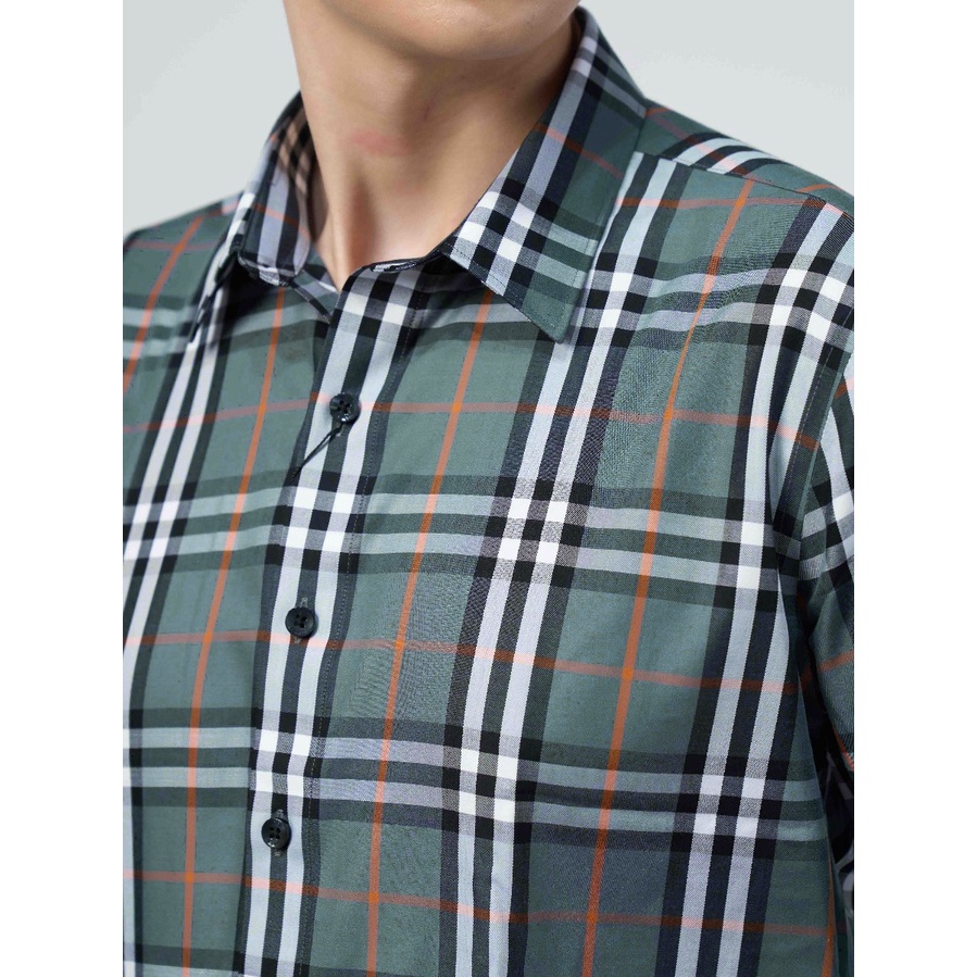 Áo sơ mi dài tay nam OWEN AS220888D công sở Vải Sợi Tre cao cấp Màu Kẻ Caro Xanh Đen Trắng Cam Dáng Ôm Tà Lượn Không Túi