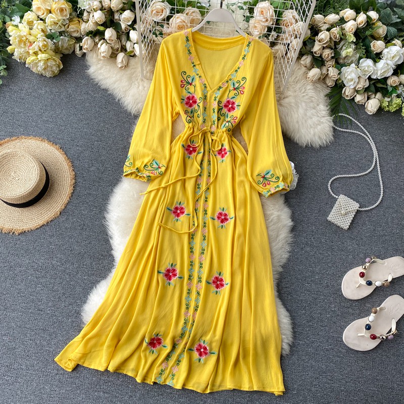 VÁY BOHEMIAN MAXI THỂ HOA NỔI | DÂY BUỘC| CHẤT XÔ GÃY| S-L