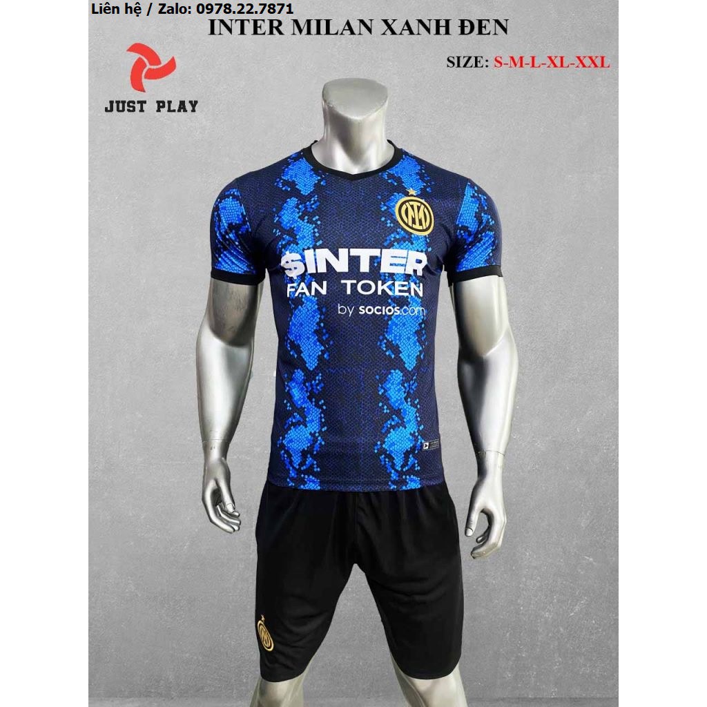 Bộ Quần Áo Bóng Đá Inter Milan Sân Nhà Màu Xanh Đen 2021-2022