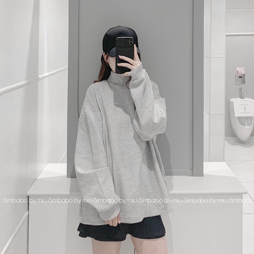 Áo nỉ len kẻ cổ 3p Simbabo