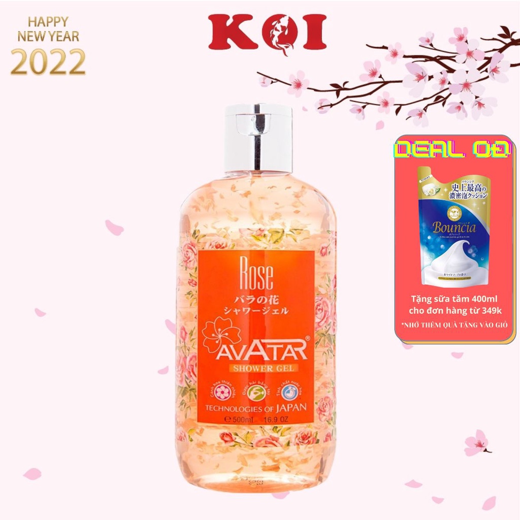 Sữa tắm nước hoa sáng da Shower Avatar cánh hoa thật giúp da căng mịn chống lão hóa 500ml