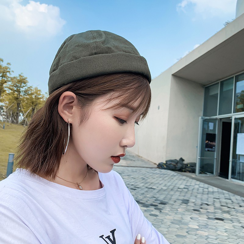 Mũ beanie không vành màu sắc vintage