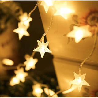 Dây Đèn Led Trang Trí Ngôi Sao 6 Mét/ 3 Mét Màu Vàng Nắng, Decor Nhà Cửa, Quán Cafe, Noel, Tết
