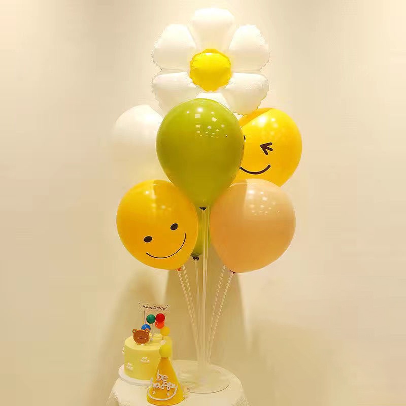 Set trang trí sinh nhật handmead tại nhà, Bộ bóng trang trí sinh nhật hình hoa cúc mặt cười cho bé
