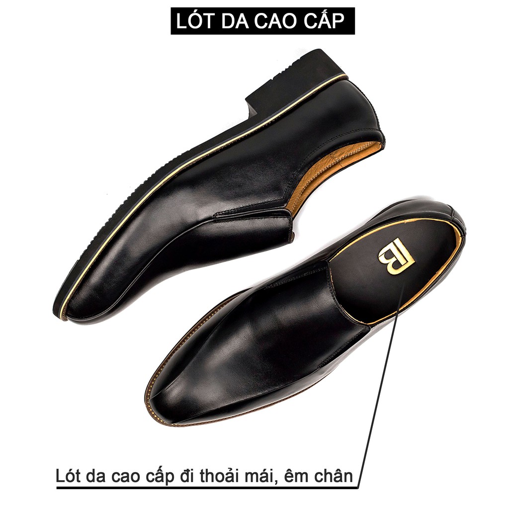 Giày nam công sở da bò nappa cao cấp, giày lười màu đen G109- Bụi leather- hộp sang trọng -Bảo hành 12 tháng