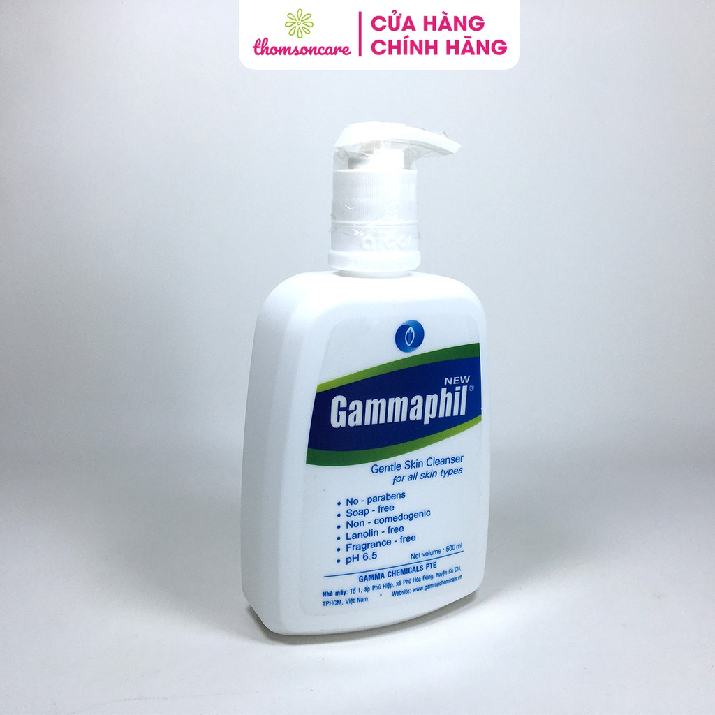 Sữa rửa mặt chuyên dụng Gammaphil Gentle Skin Cleanser - Chai 500ml - Có vòi tiện dụng