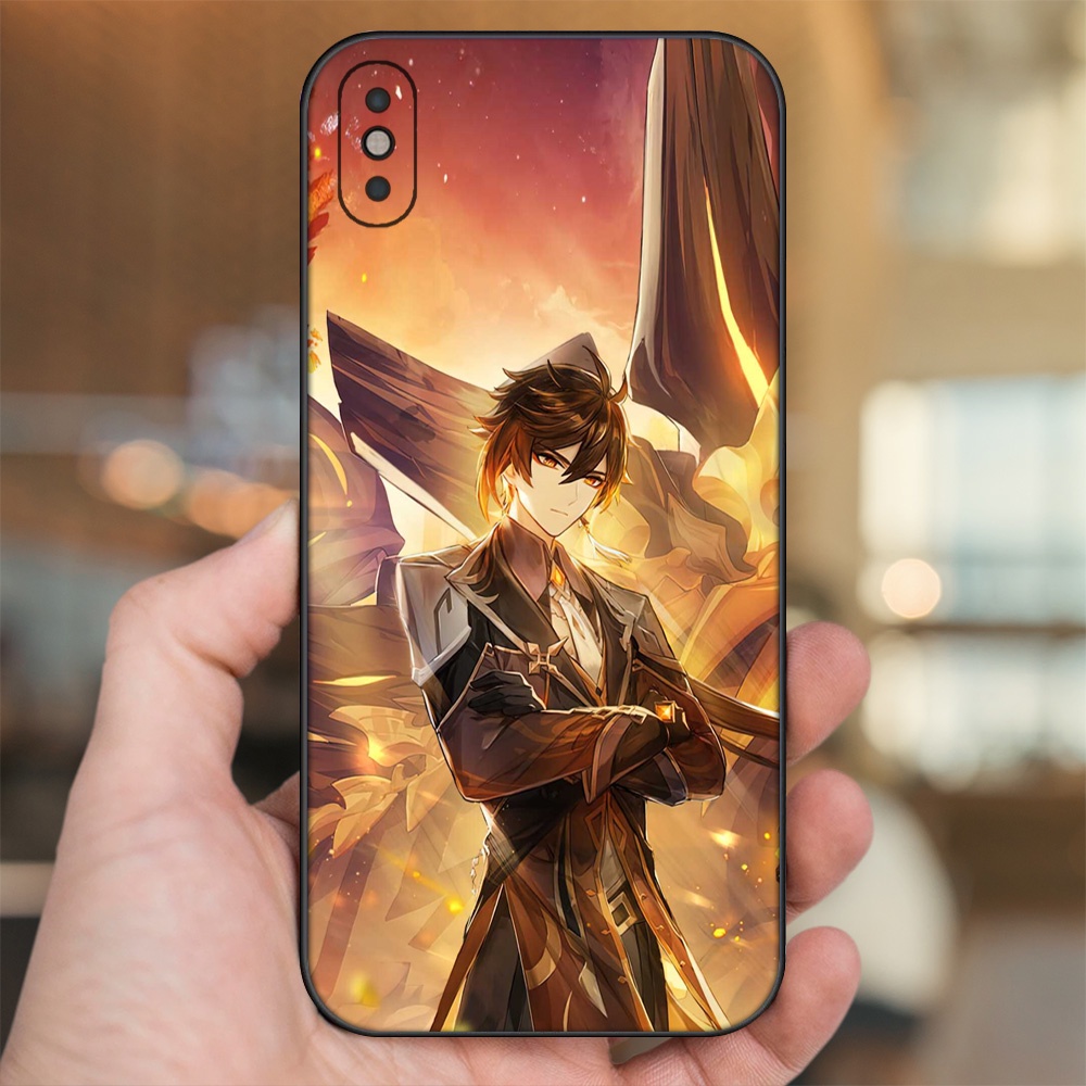 Ốp lưng iPhone Xs Max dẻo đen cạnh vuông in hình Zhongli Genshin Impact