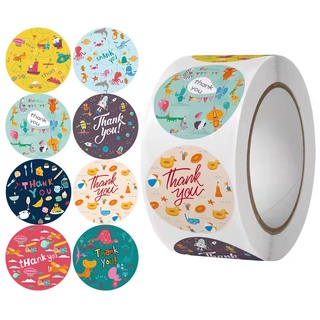 Akibaby- Cuộn tem dán thank you 2.5CM Sticker Cảm Ơn Hình tròn xinh xắn / 500pcs