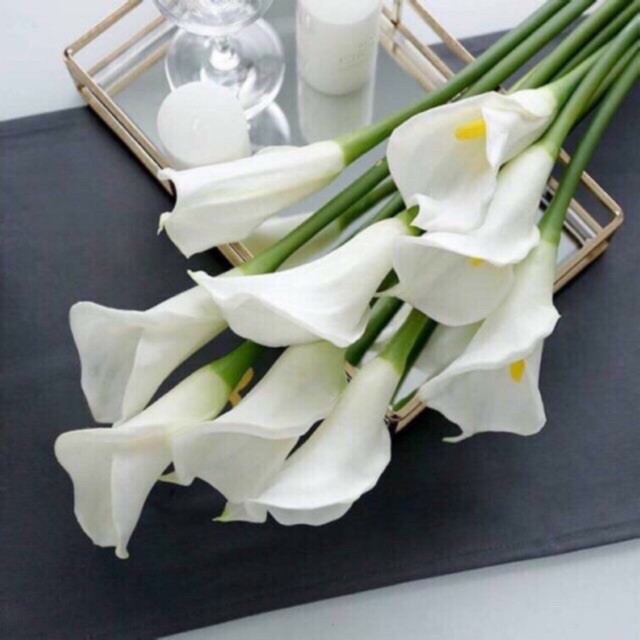 Hoa giả- hoa rum calla lily cao su cao cấp cành dài 70 cm siêu đẹp - Hoa Lụa Duy Minh