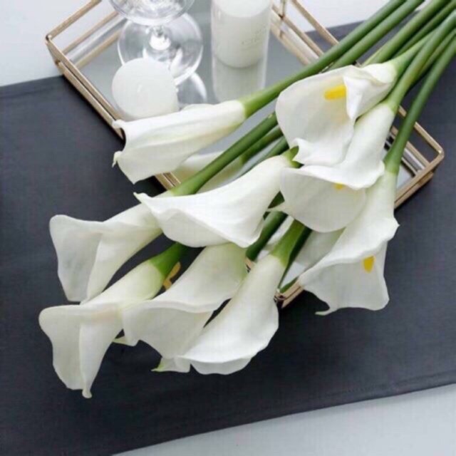 Hoa giả- hoa rum calla lily cao su cao cấp cành dài 70 cm siêu đẹp