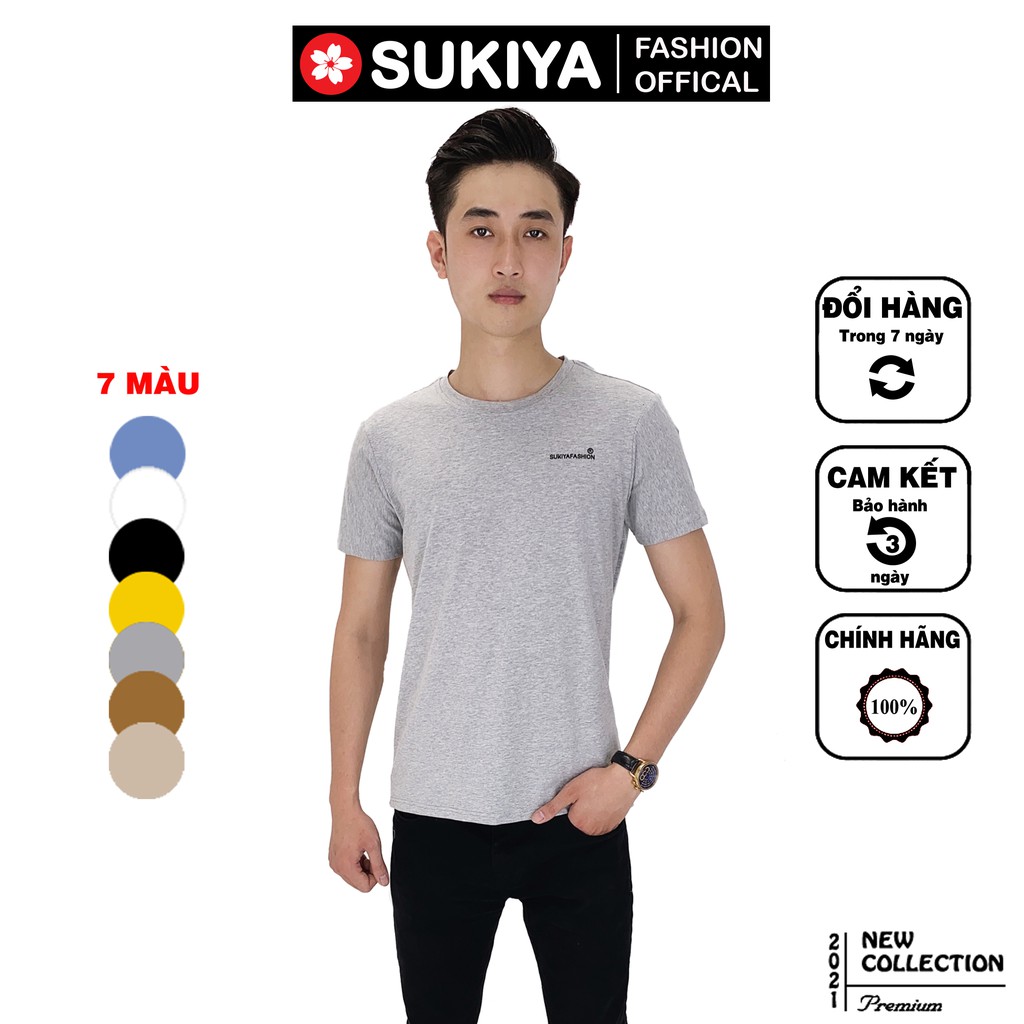 Áo thun nam hàng hiệu SUKIYA cao cấp chất 100% cotton co dãn 4 chiều AT03