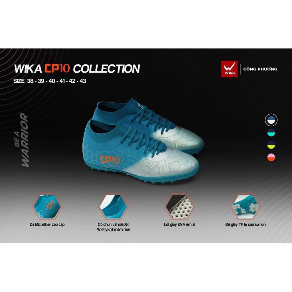 Giày Đá Bóng Wika CP10 Chính Hãng, Giày Đá Banh Sân Cỏ Nhân Tạo Công Phượng Tặng Tất Chống Trượt Cao Cấp