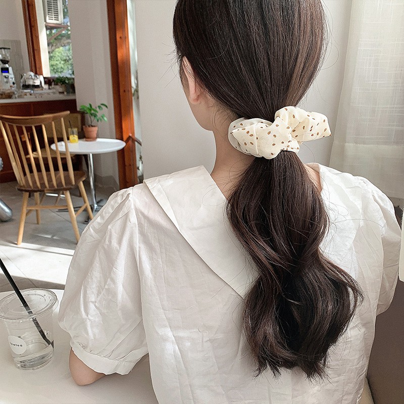 Cột Tóc Scrunchies Chấm Bi Hạt Mè Nhỏ Xinh Vintage Style HOT TREND