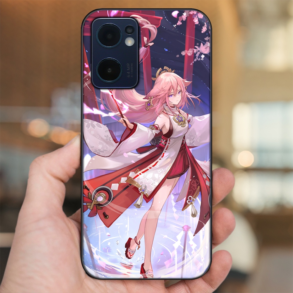 Ốp lưng Oppo Reno 7 5G viền đen in hình Yae Miko Genshin Impact