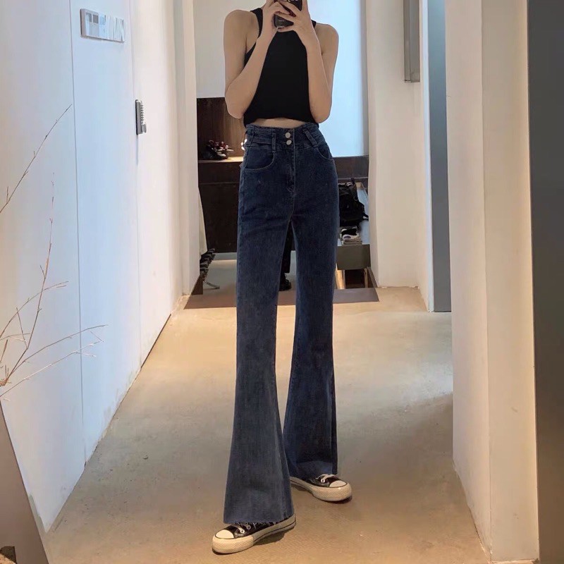 [Mã WASTMAY giảm 15% tối đa 30K đơn 150K] [ORDER+ẢNH THẬT Quần bò jean cạp cao ống rộng loe Ulzzang basic tôn dáng | BigBuy360 - bigbuy360.vn