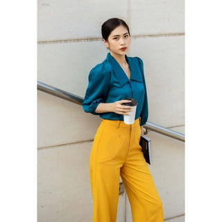 Áo sơ mi lụa nút bọc