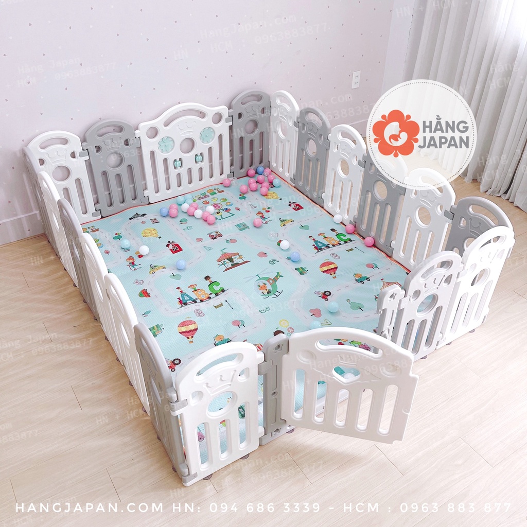 Quây cũi nhựa vương miện Sasa cao cấp an toàn cho bé kích thước 192 x 161 x 60cm/161 x 161 x 60cm